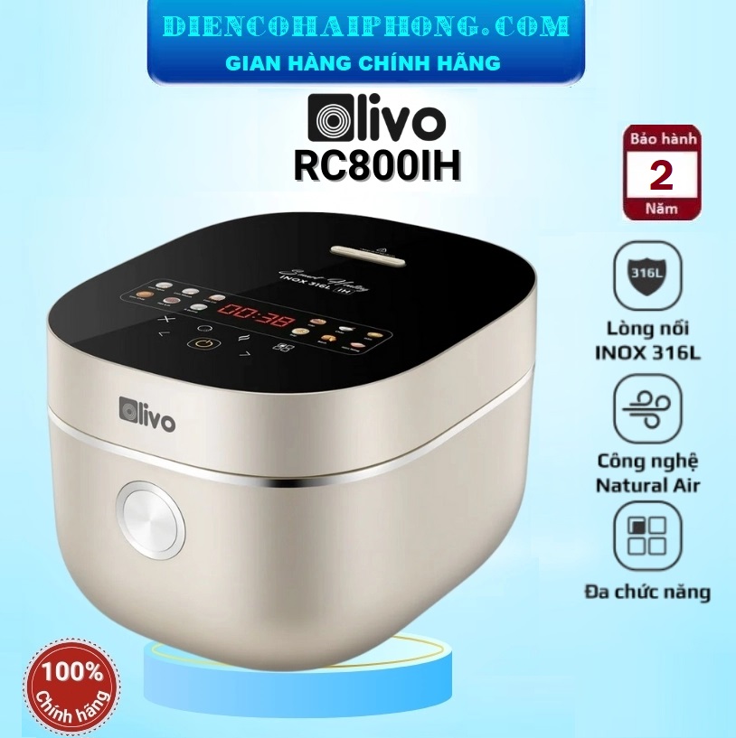 Nồi cơm điện cao tần Olivo RC-800IH Lòng nồi inox 1.5 lít