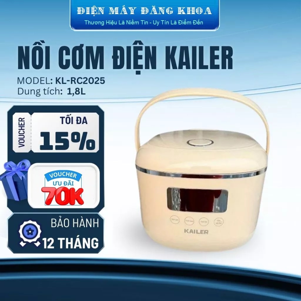 Nồi cơm điện LÒNG INOX tách đường Kailer KL-1368 1.2l