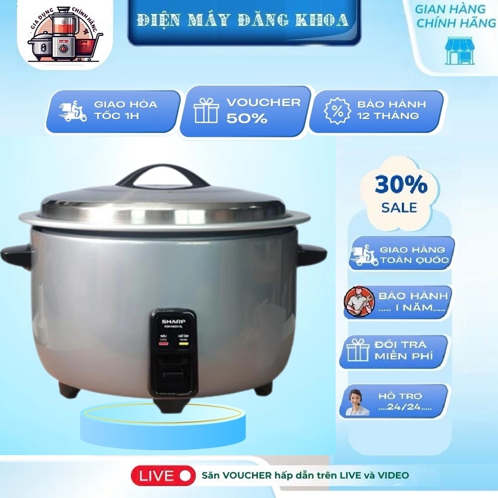 Nồi cơm điện Sharp KSH-H90V-SL 9Lit nấu 7kg gạo