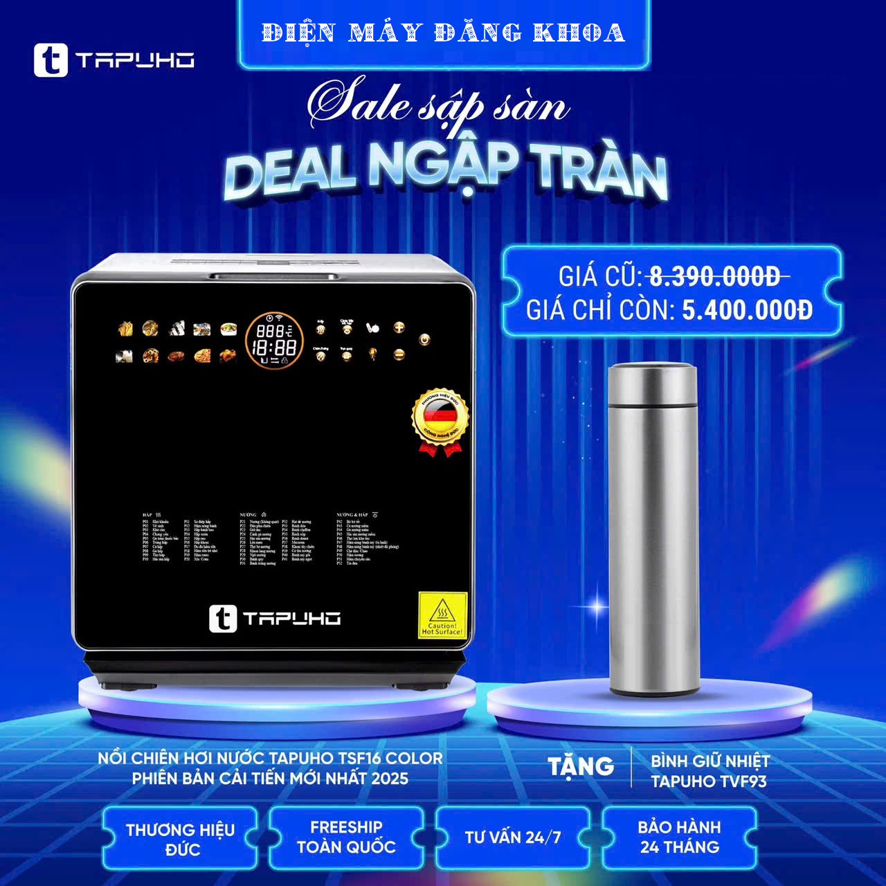 NỒI CHIÊN HƠI NƯỚC TAPUHO TSF16 COLOR