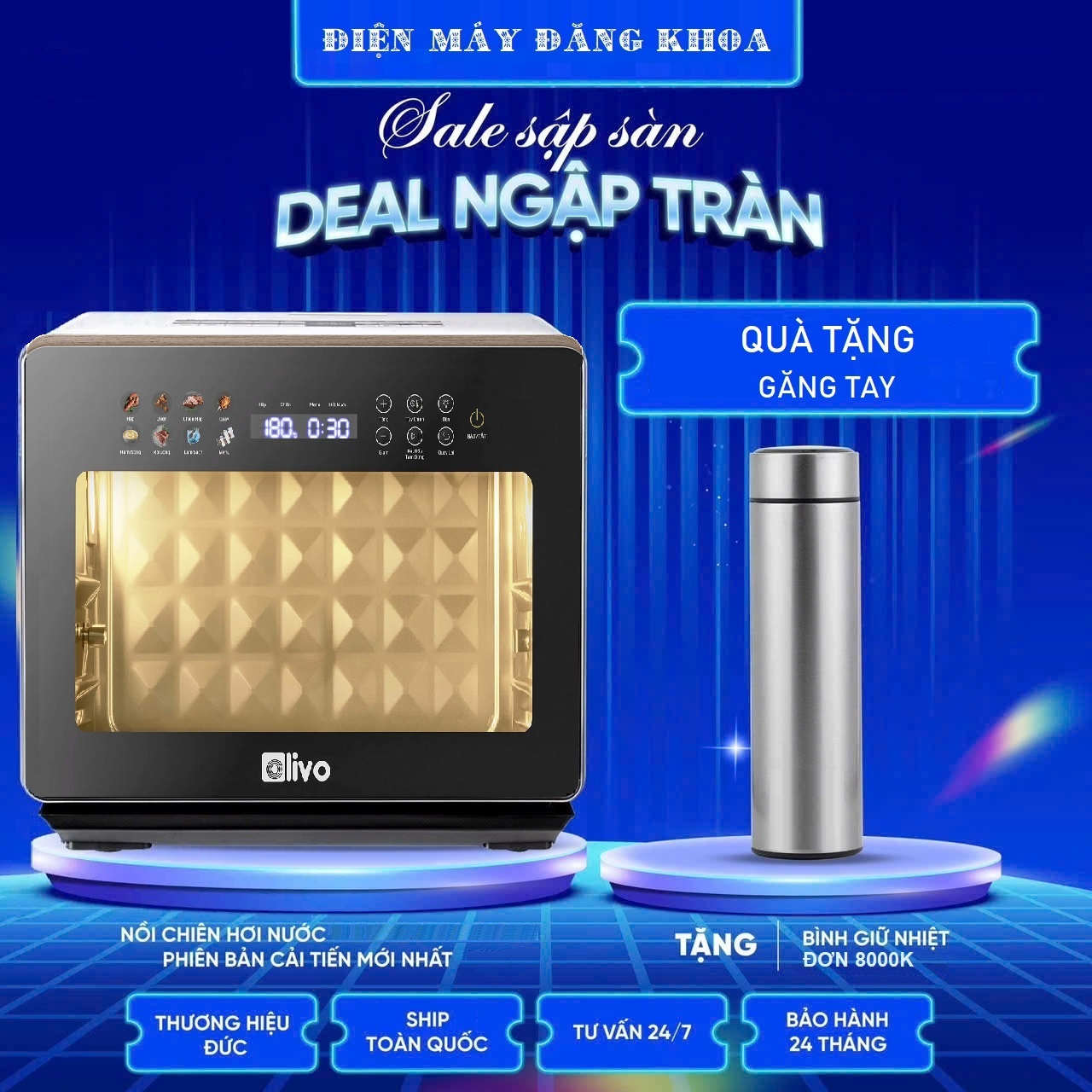 Nồi Chiên Hấp Đa Năng OLIVO SF20 PRO - 20L ( tặng bình , găng tay )