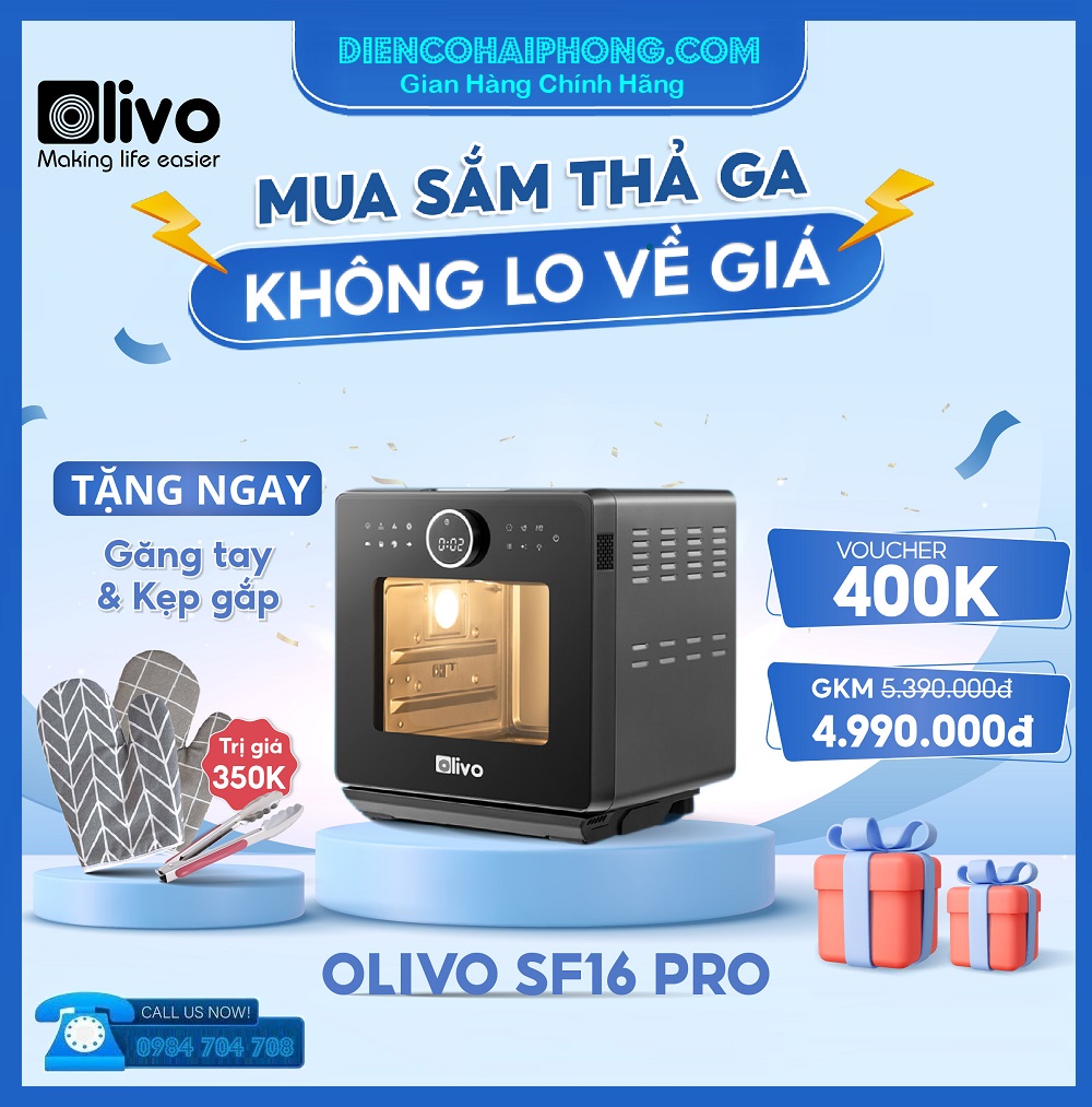 NỒI CHIÊN HƠI NƯỚC OLIVO SF16 PRO