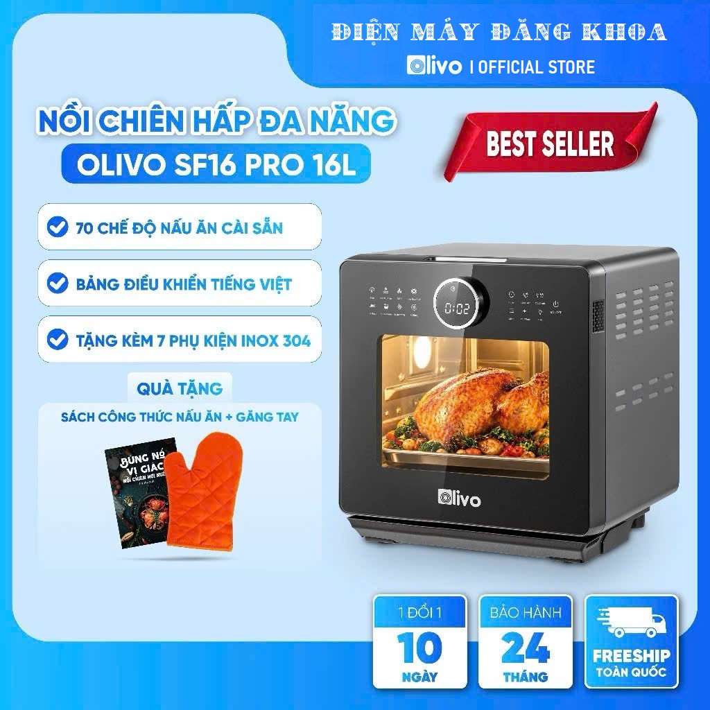 NỒI CHIÊN HƠI NƯỚC OLIVO SF16 PRO 16 Lít