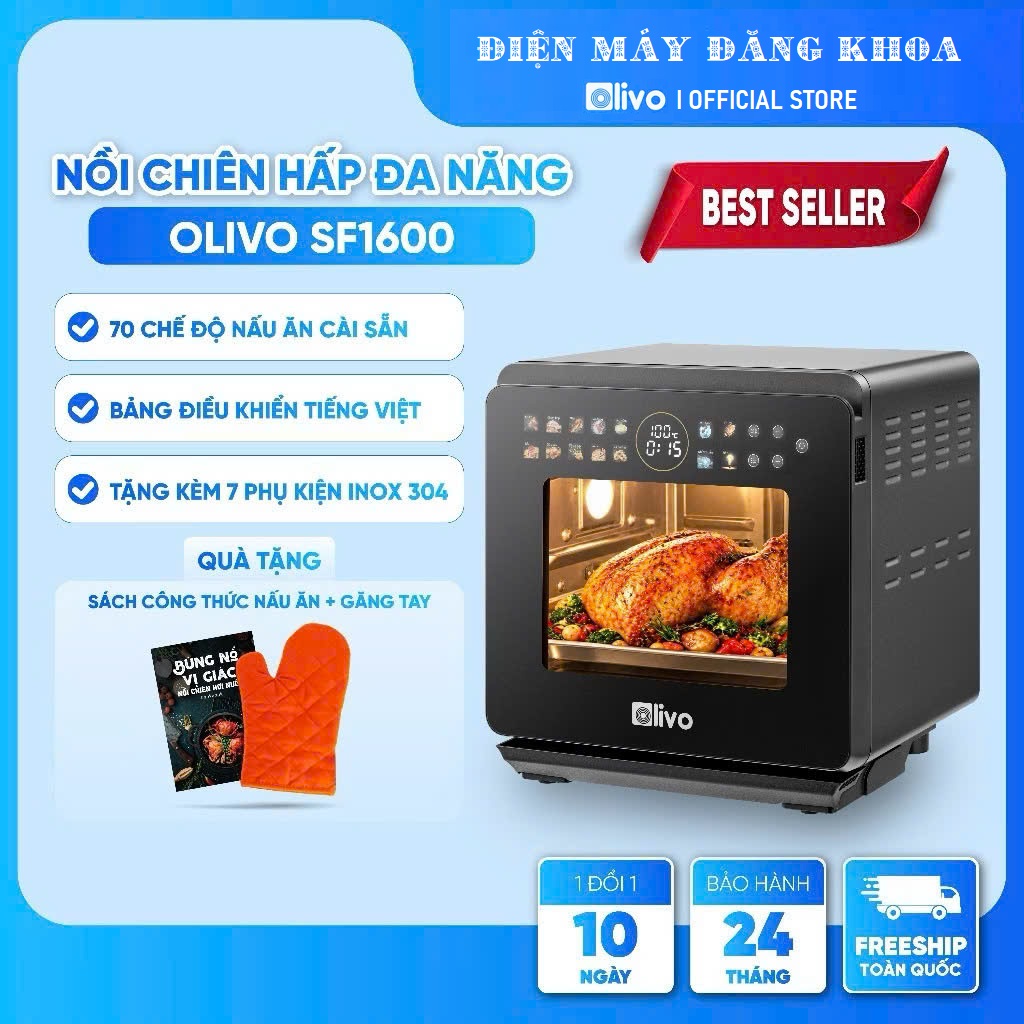 NỒI CHIÊN HƠI NƯỚC OLIVO SF1600 ( TẶNG GĂNG TAY )