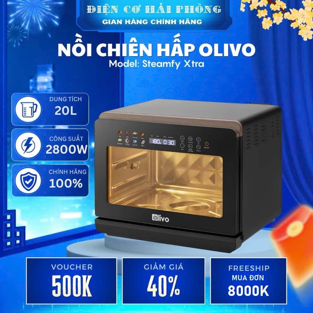 Nồi chiên hấp Olivo SteamFry Xtra (20 lít)