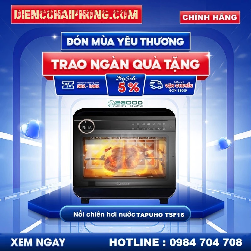 Nồi Chiên Không Dầu Kèm Hấp 2GOOD S100 (20 Lít)
