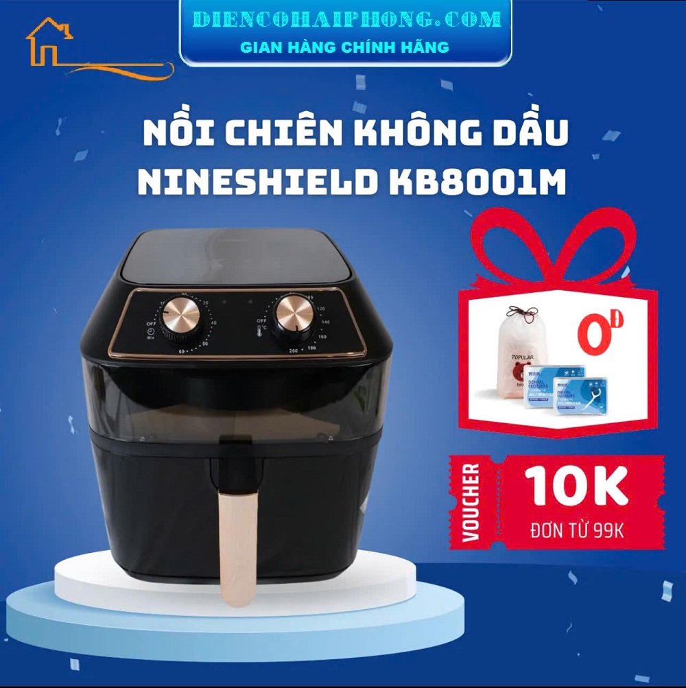 NỒI CHIÊN KHÔNG DẦU NINESHIELD KB-8001M 10 LÍT