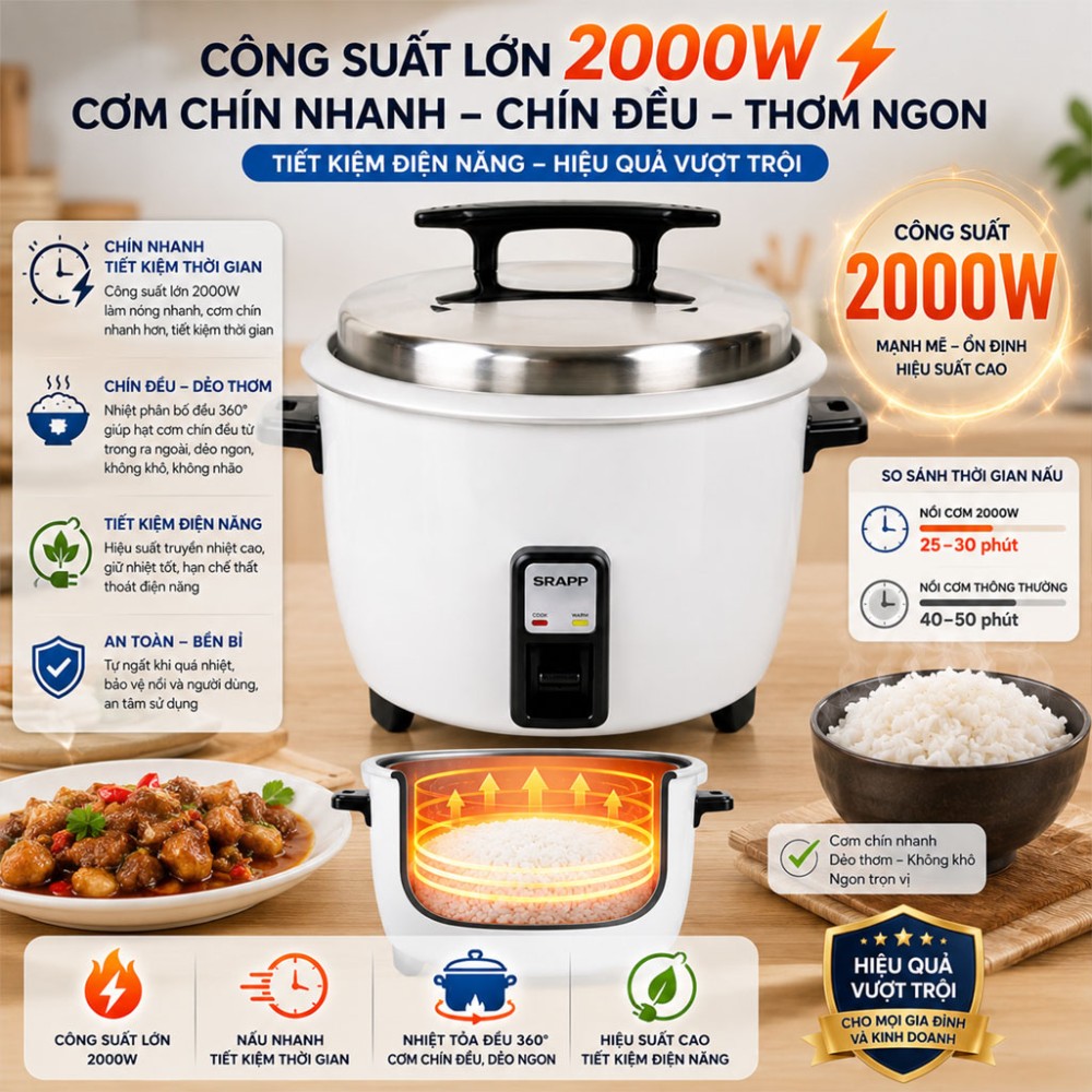 Nồi cơm điện SRAPP SH-NC568 5.6L 2000W ( 3,5KG GẠO )
