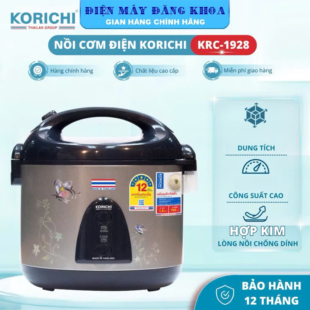 NỒI CƠM ĐIỆN KORICHI KRC-1912 1,2L