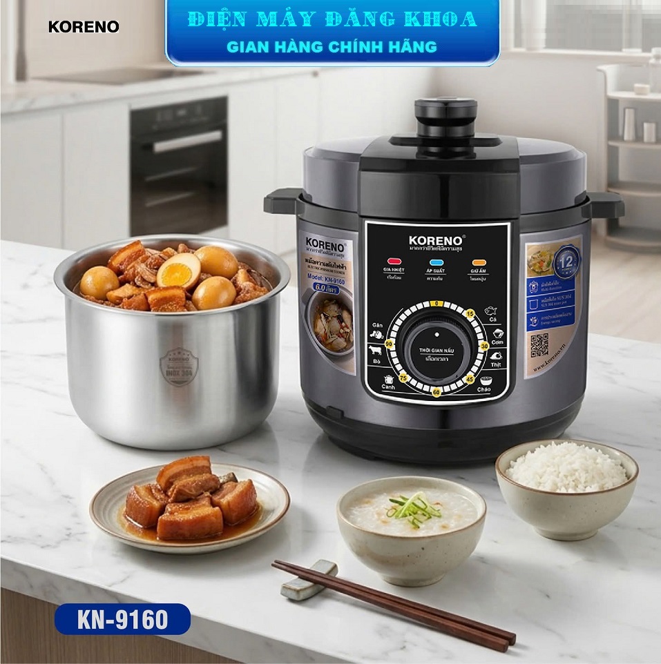 NỒI ÁP SUẤT 6L  KORENO KN9160 LÒNG NỒI INOX 304