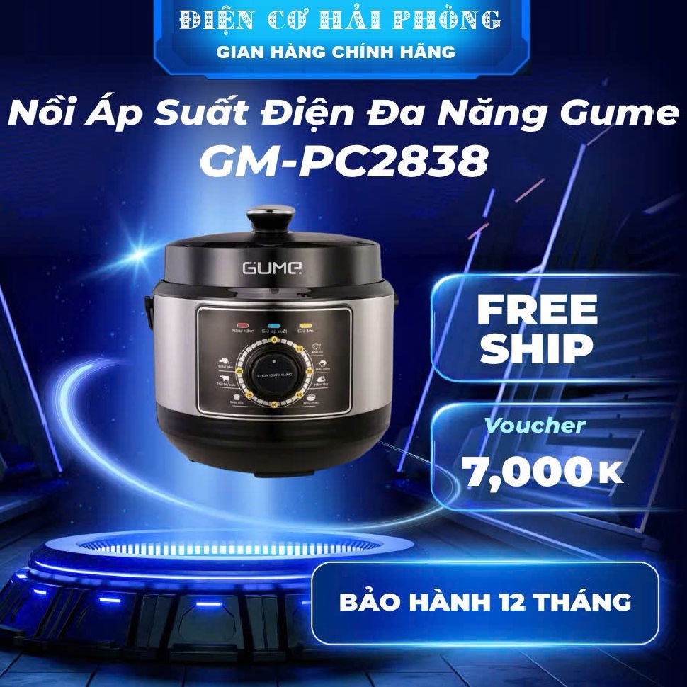 Nồi áp suất điện ruột inox Gume Hàn Quốc GM-PC2838 dung tích 6L