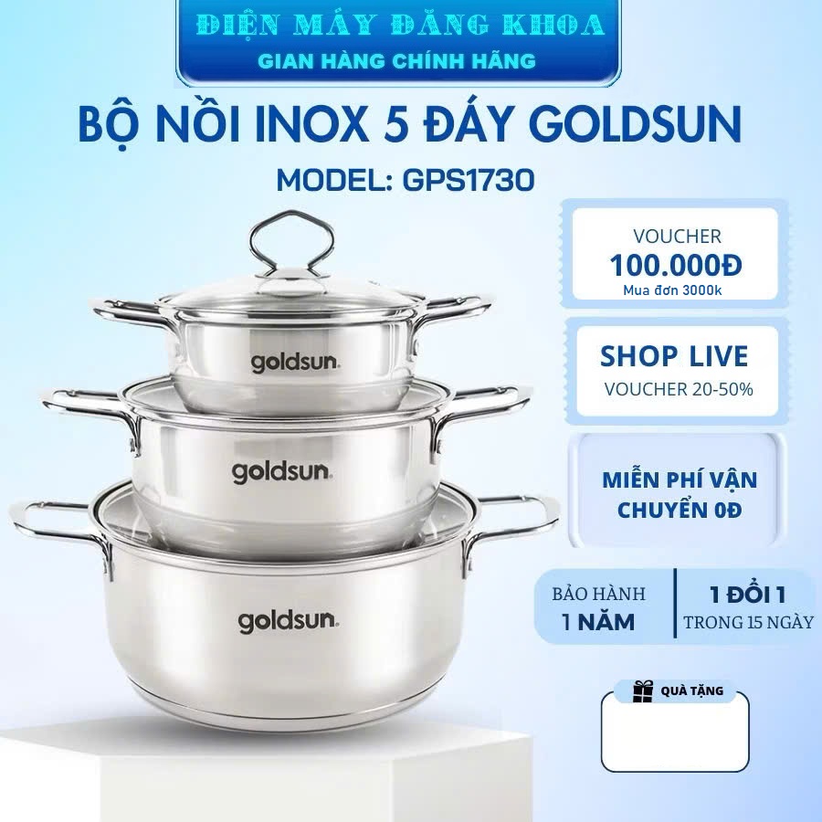 Bộ nồi inox 3 đáy Goldsun GPS1723