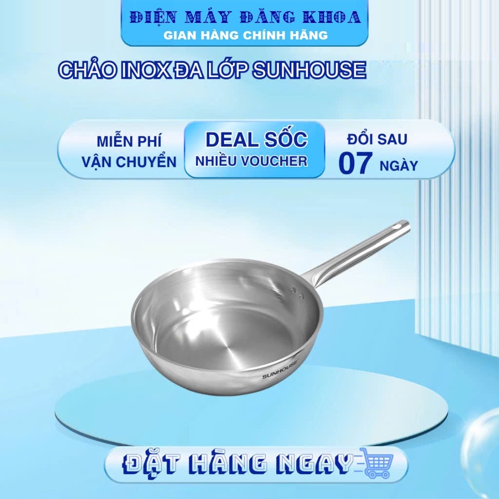 Chảo inox liền khối Sunhouse 20cm IN20M6