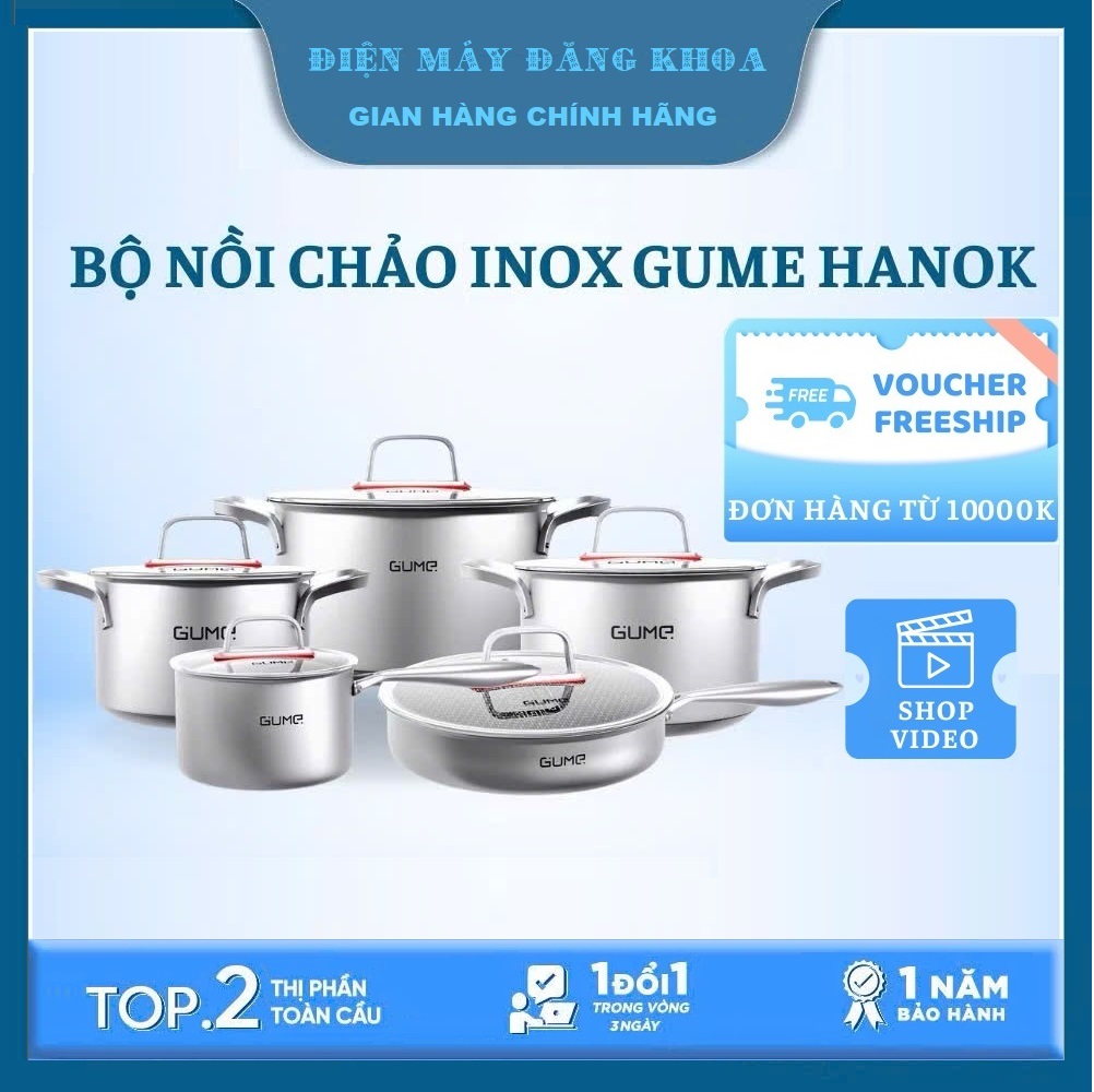 Bộ nồi inox 5 món Hanok GM-2202 Cao Cấp Gume Korea