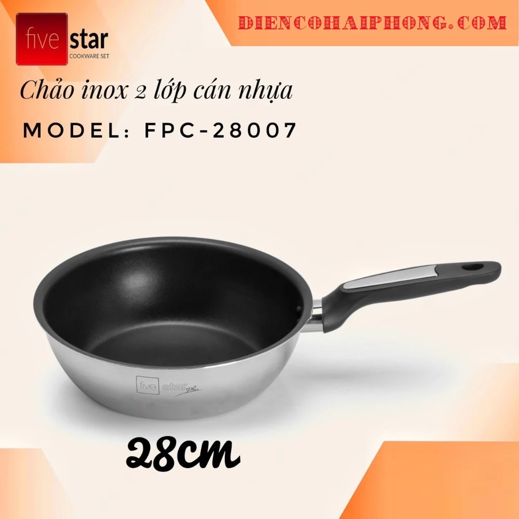 Chảo chống dính bếp từ Fivestar 2 lớp đáy liền khối cao cấp 28cm
