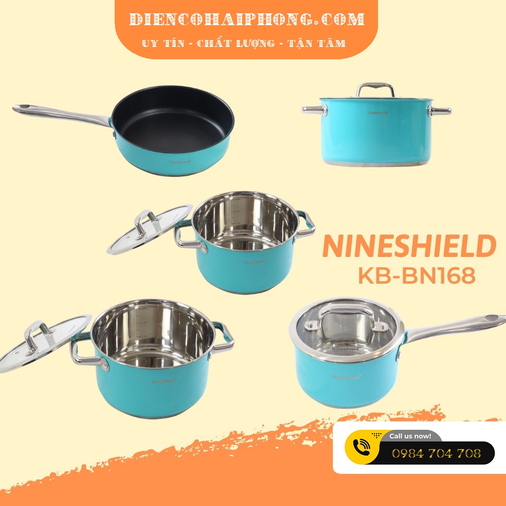 Bộ nồi inox 5 chi tiết NineShield model KB-BNI66