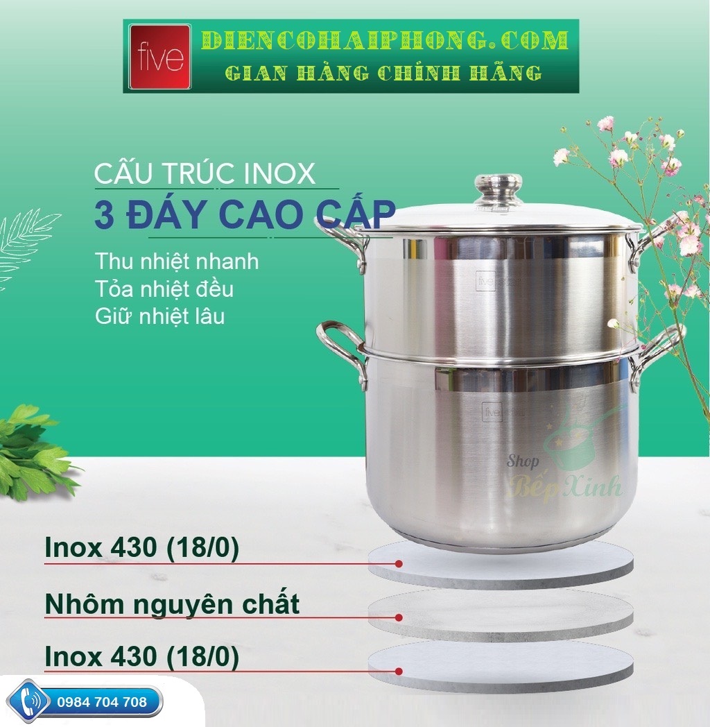 BỘ NỒI XỬNG HẤP FIVESTAR 26CM DÙNG BẾP TỪ