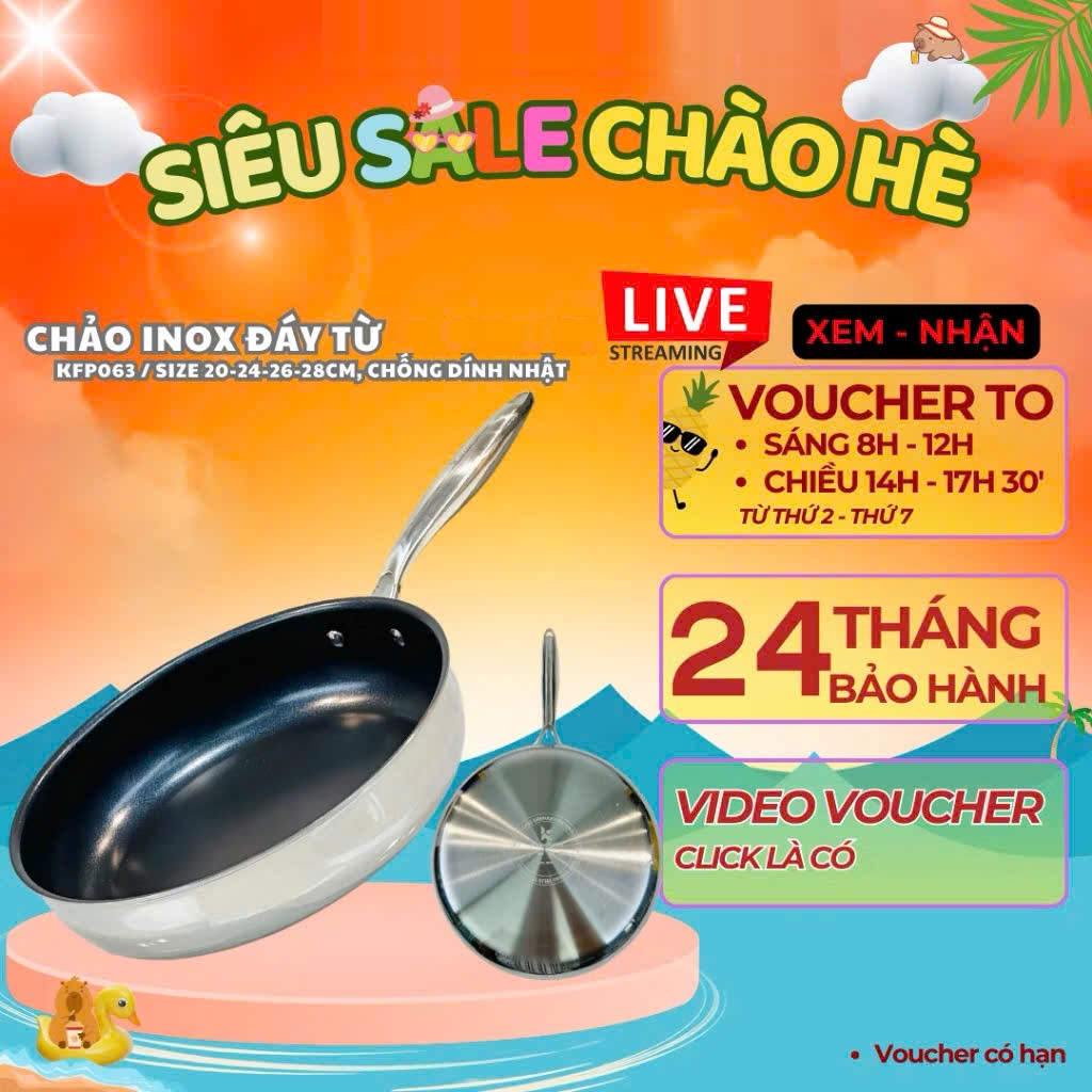 Chảo inox nguyên khối QCOOK SIZE 28CM