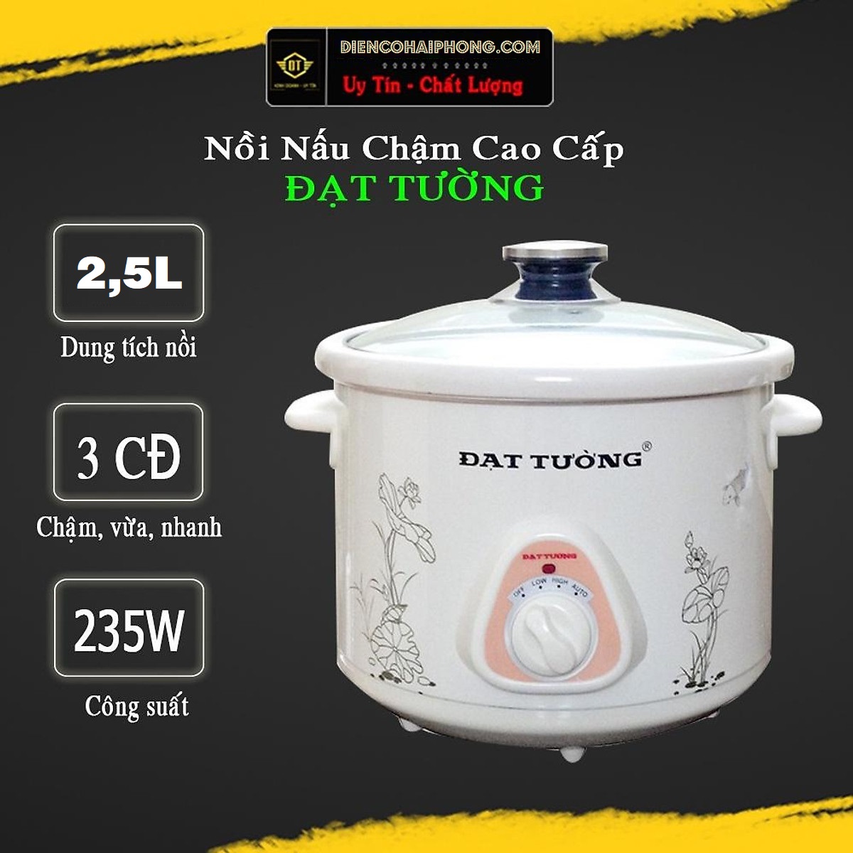 Nồi nấu cháo kho cá Đạt Tường 2.5 lit Nấu chậm