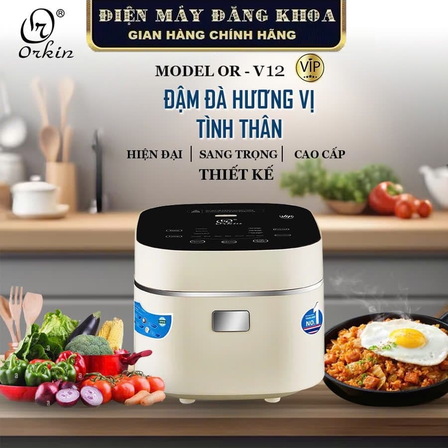 Nồi cơm điện tử Orkin OR-V12 lòng inox , có thể nấu tách đường  1.2l