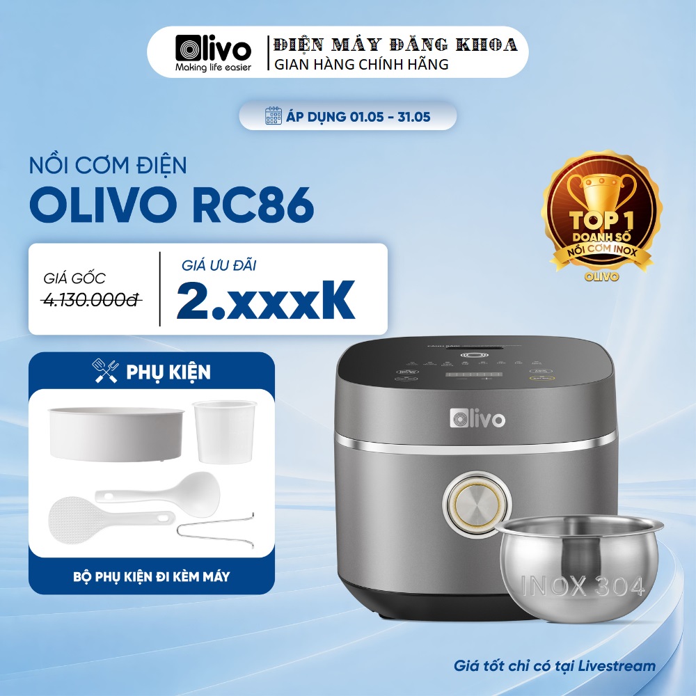 Nồi cơm điện tử Olivo RC86 1,5L