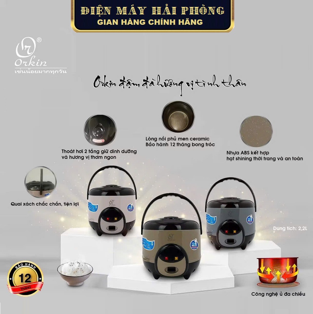 Nồi cơm điện ủ 3D Orkin Thái Lan 2,2L OR24