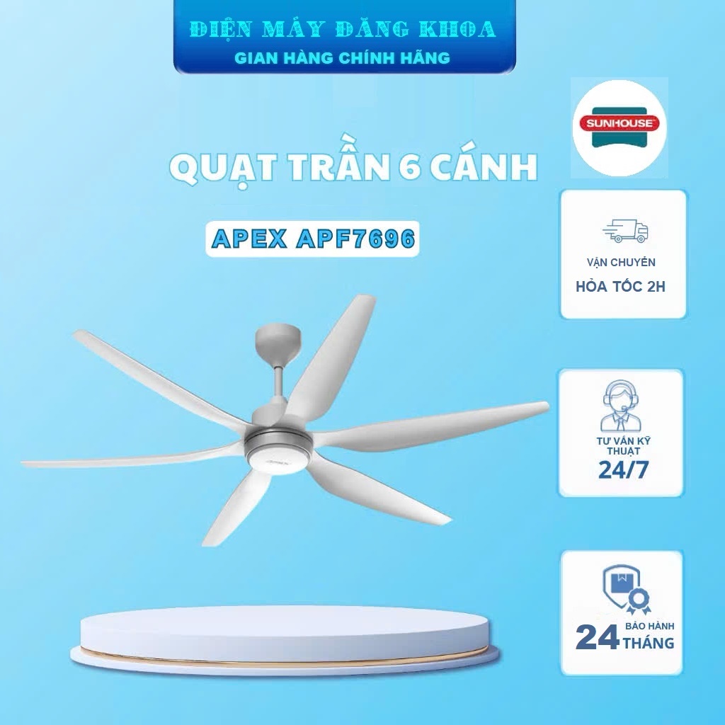 Quạt trần Sunhouse Apex 6 cánh APF7696 Có đèn