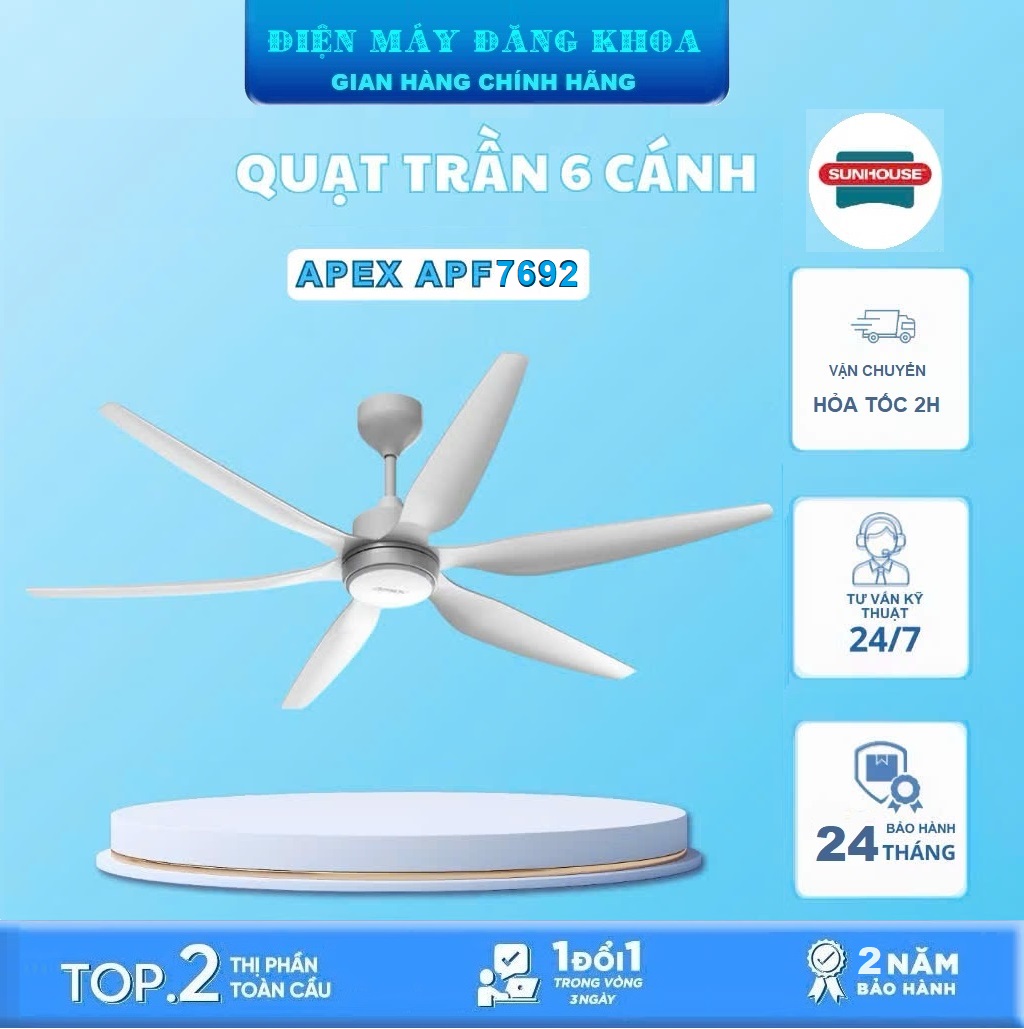 Quạt trần Sunhouse Apex APF7692 6 cánh không đèn