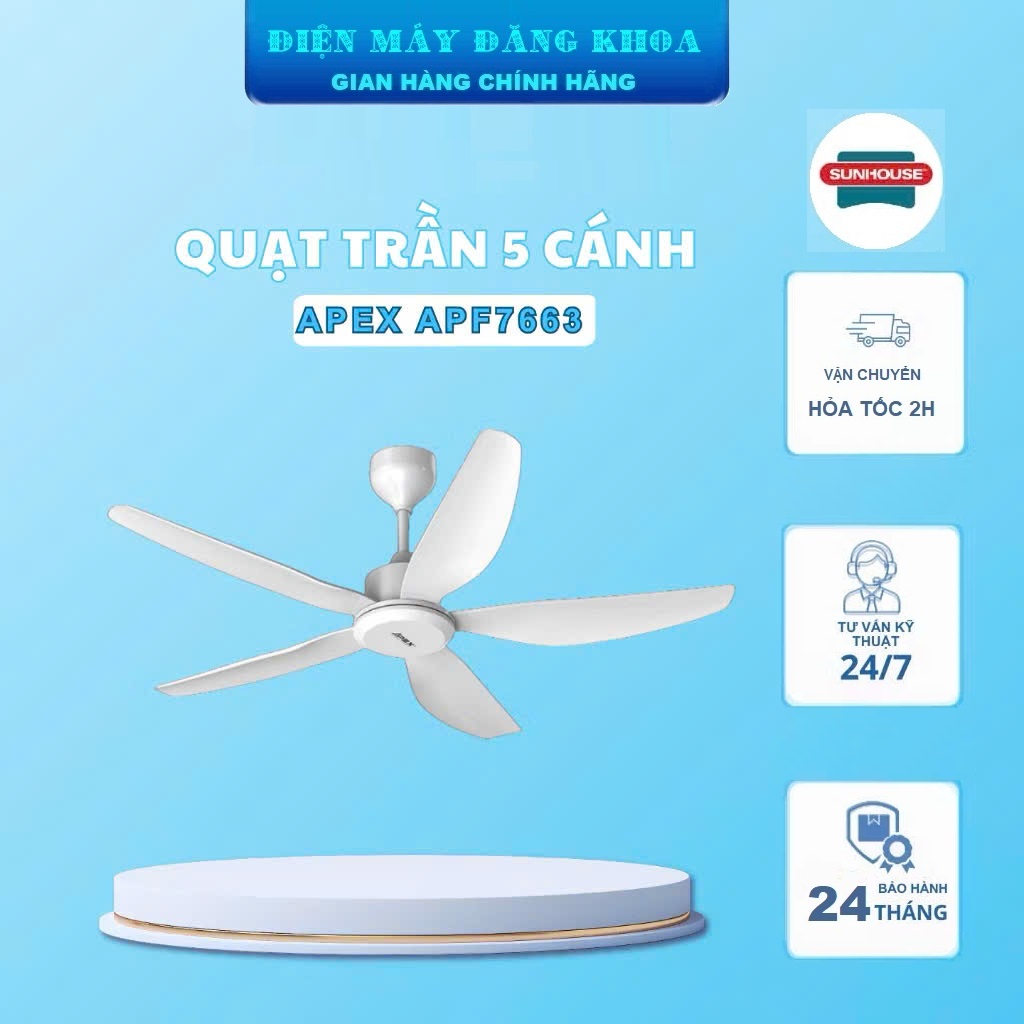 Quạt trần Sunhouse Apex 5 cánh APF7663 không đèn ( tạm hết )