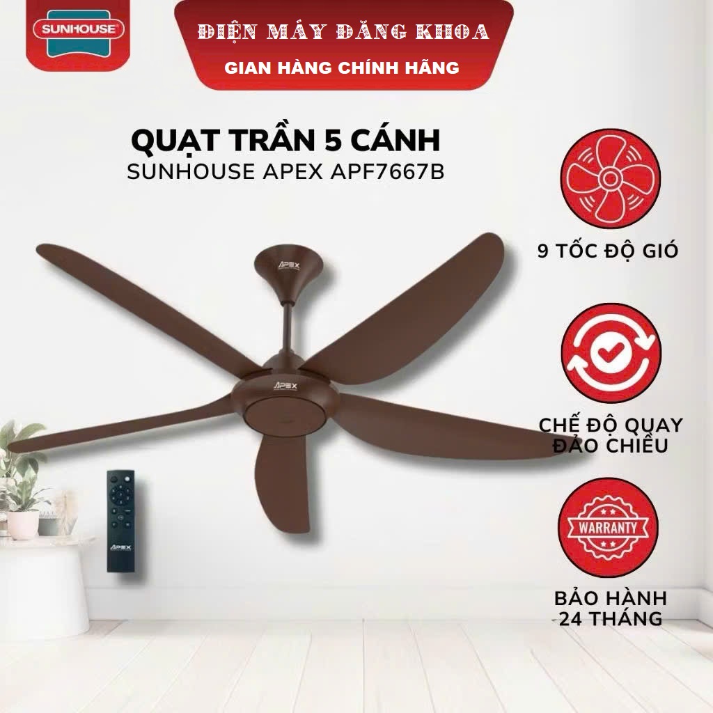 QUẠT TRẦN 5 CÁNH SUNHOUSE APEX APF7667B