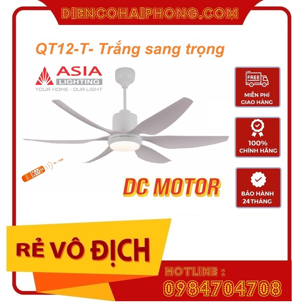Quạt trần 6 cánh QT12 màu trắng
