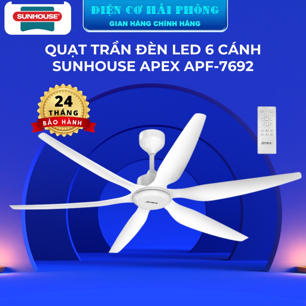 Quạt trần Sunhouse Apex APF7692 6 cánh không đèn