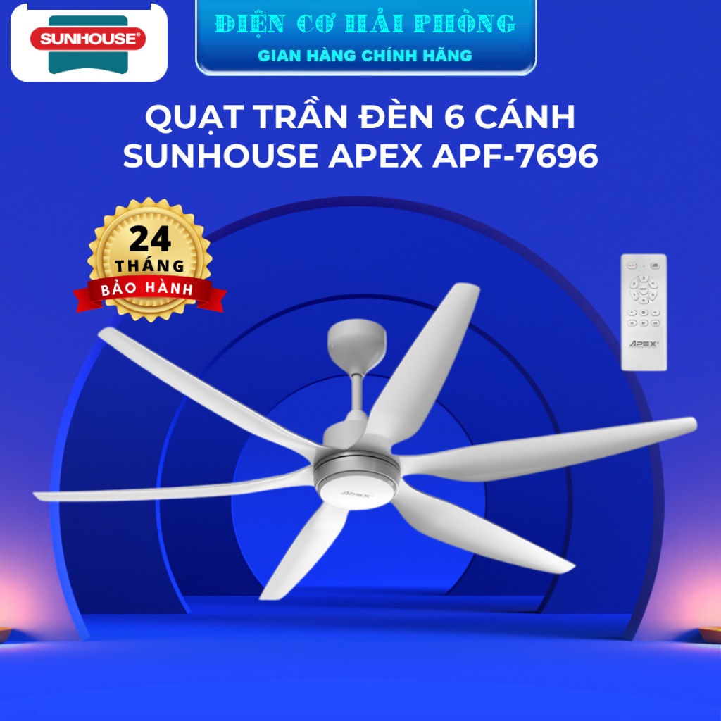 Quạt trần Sunhouse Apex 6 cánh APF7696 Có đèn