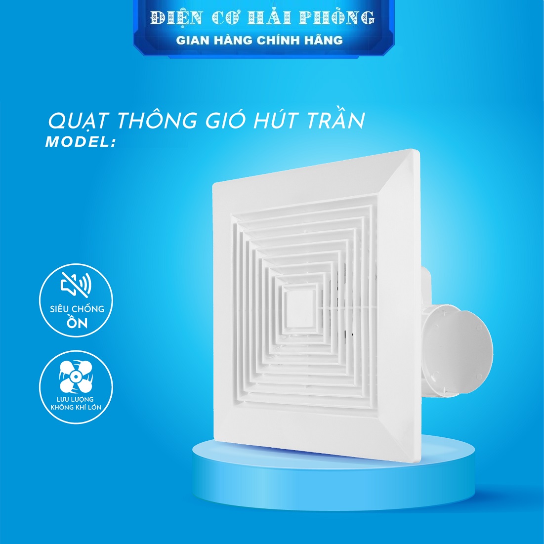 Quạt hút âm trần Grineu GET10-12-1 - lỗ vuông 20cm