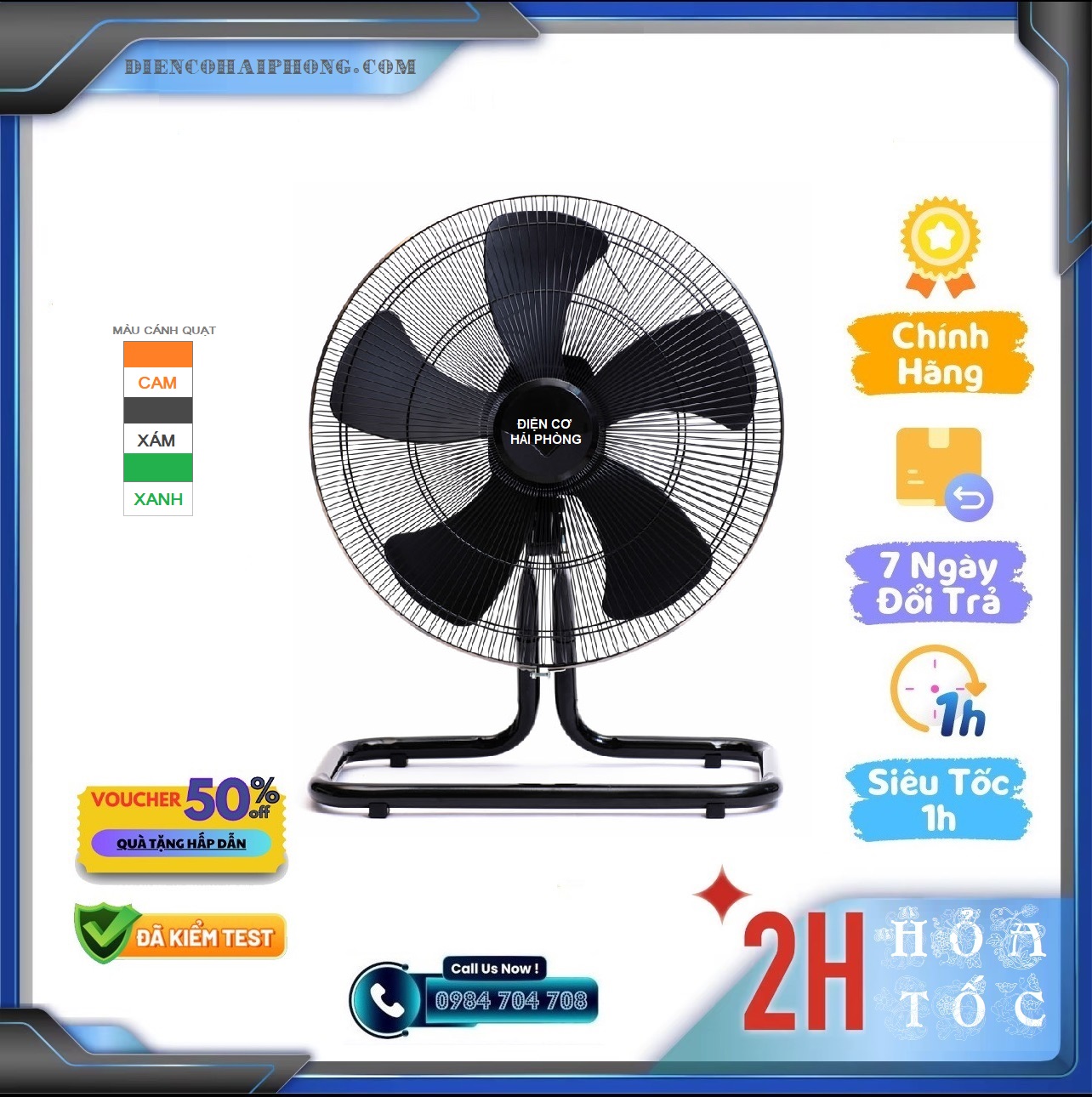 QUẠT SÀN SẢI CÁNH 450MM ĐIỆN CƠ HẢI PHÒNG