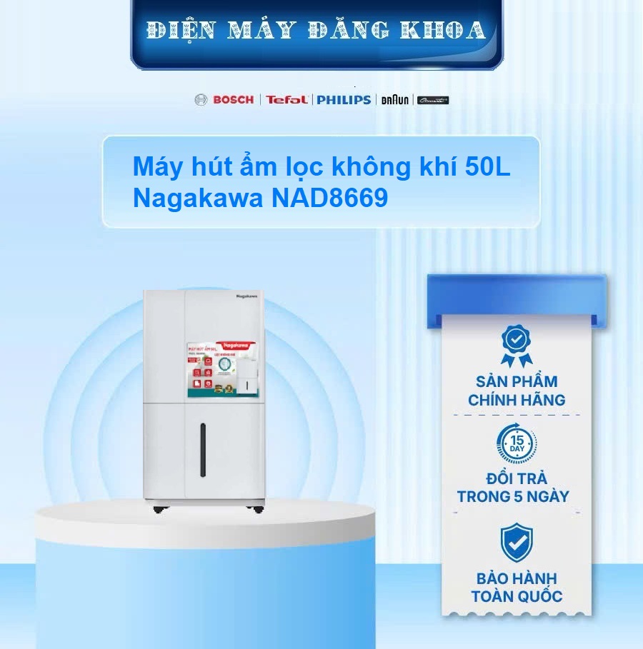 Máy hút ẩm lọc không khí 50L Nagakawa NAD8669