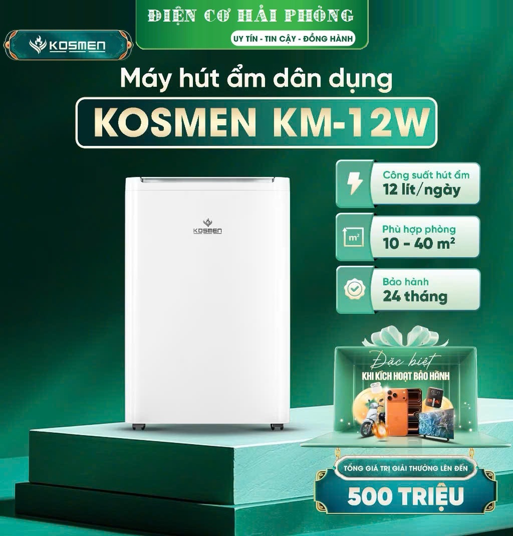 Máy hút ẩm điện tử 12L Kosmen KM-12W