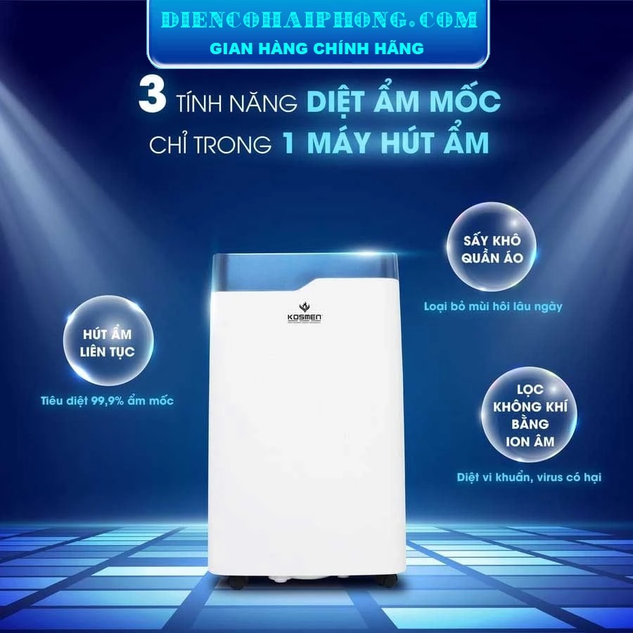 Máy Hút Ẩm 20L Kosmen KM-20N phòng dưới 75m2