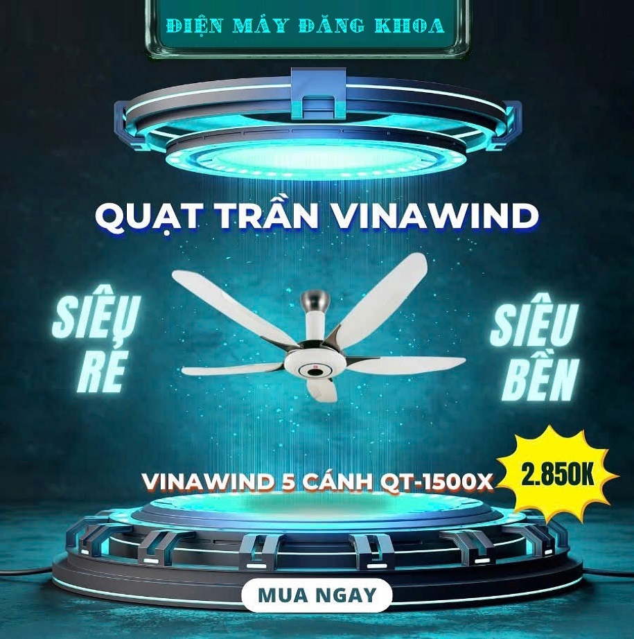 Quạt trần điện cơ Thống Nhất 5 cánh Vinawind QT1500X
