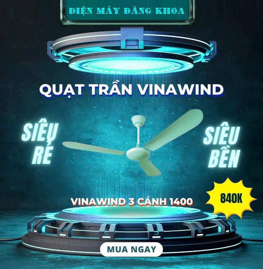 Quạt trần Điện cơ thống nhất QT1400-VDT cánh sắt