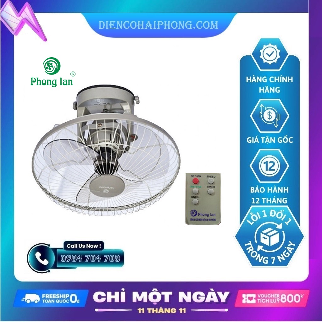 Quạt đảo trần Phong Lan DT400DK, có khiển