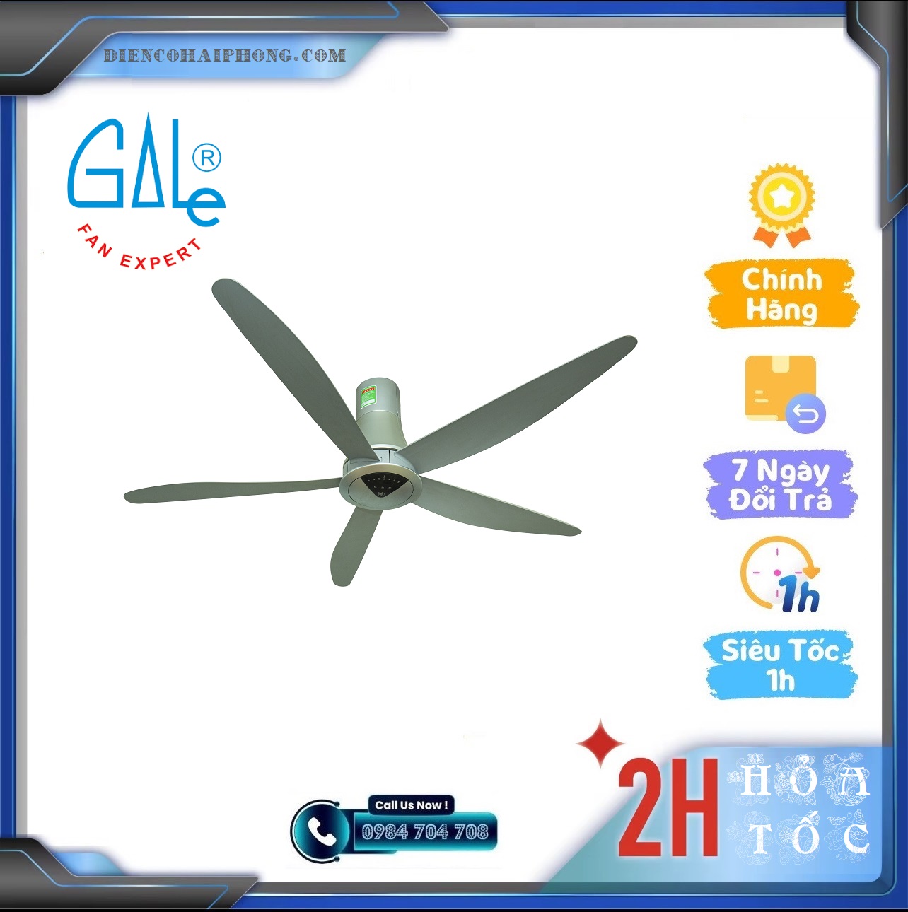 Quạt trần 5 cánh Gale CF-60GDC ( MÀU XÁM )