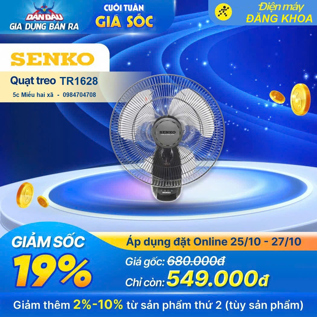 Quạt treo Senko TR1628 điều khiển
