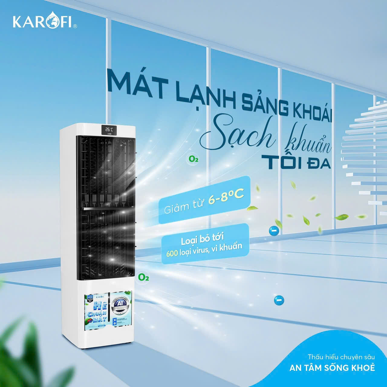 Quạt điều hòa Karofi KAC-H132R TẶNG ĐÁ KHÔ