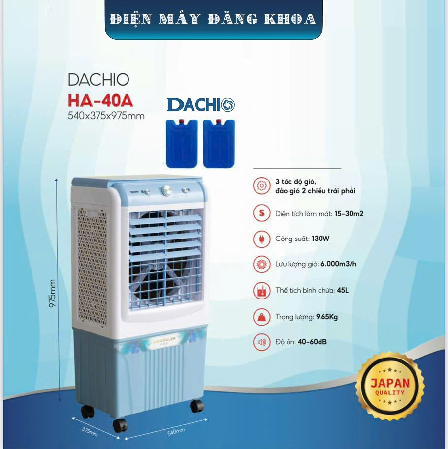 Quạt điều hòa Dachio HA-40A 40L Tặng đá khô