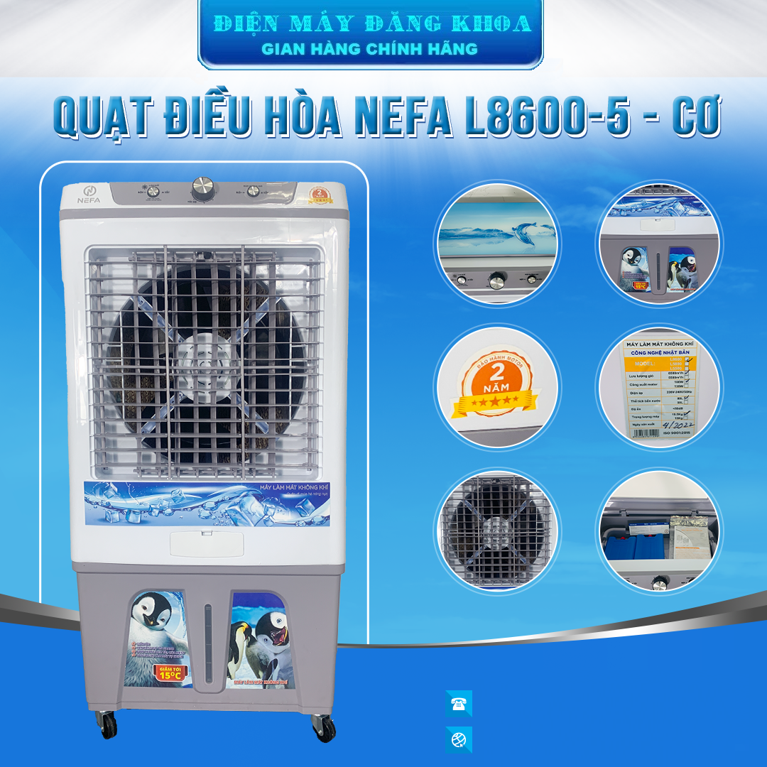 Quạt điều hòa hơi nước Nefa L8600-5 180W 80L