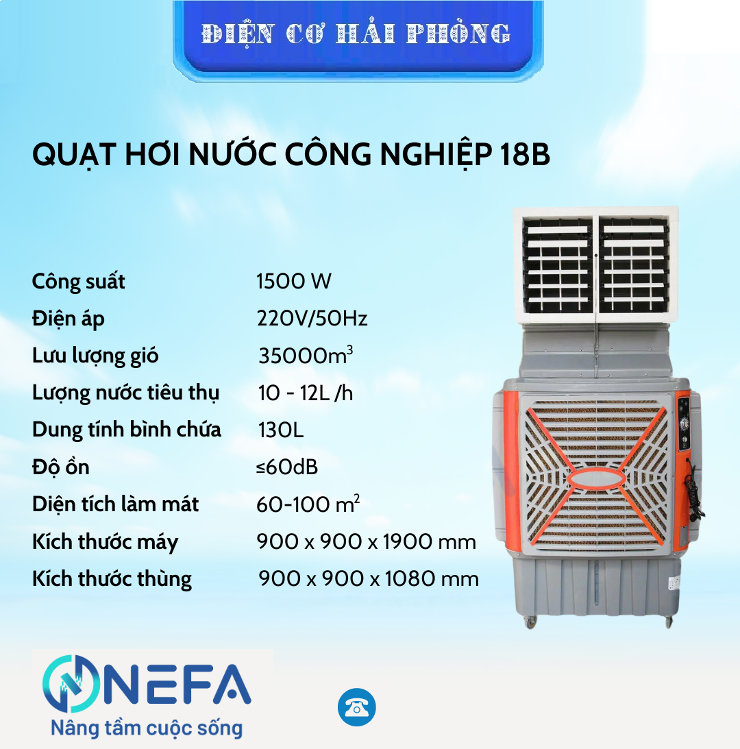 Quạt hơi nước công nghiệp Nefa 18B 1500w
