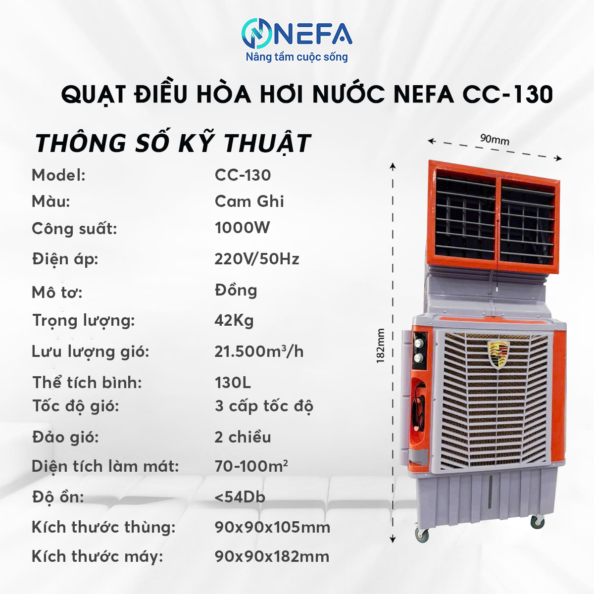 Quạt hơi nước công nghiệp 18b phù hợp làm mát không gian lớn 60-100m2