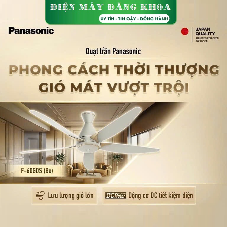 Quạt Trần Panasonic 5 cánh F-60GDN-S ti 21.2cm