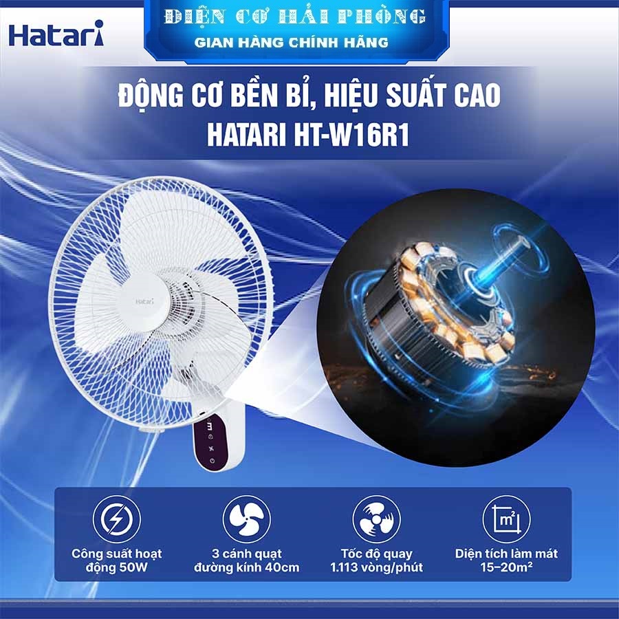 Quạt treo tường Hatari HT-W16R1 có khiển